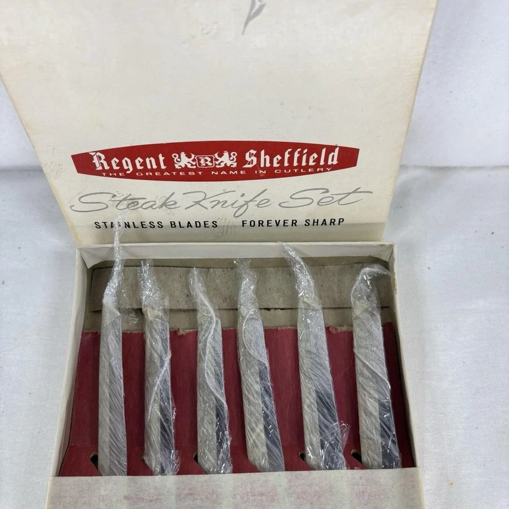 Vintage Regent Sheffield Steak Knife Set Original Box